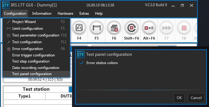 Test Panel Configuration