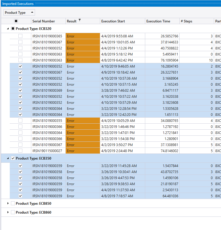 Import selection mode